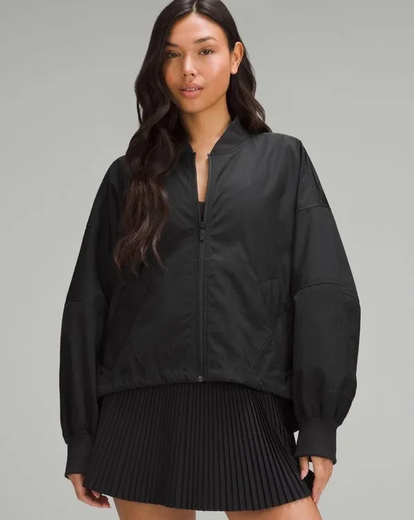 Lululemon Lightweight Bomber Jacket Cinch Hem Black Size XL NWT - Image 2
