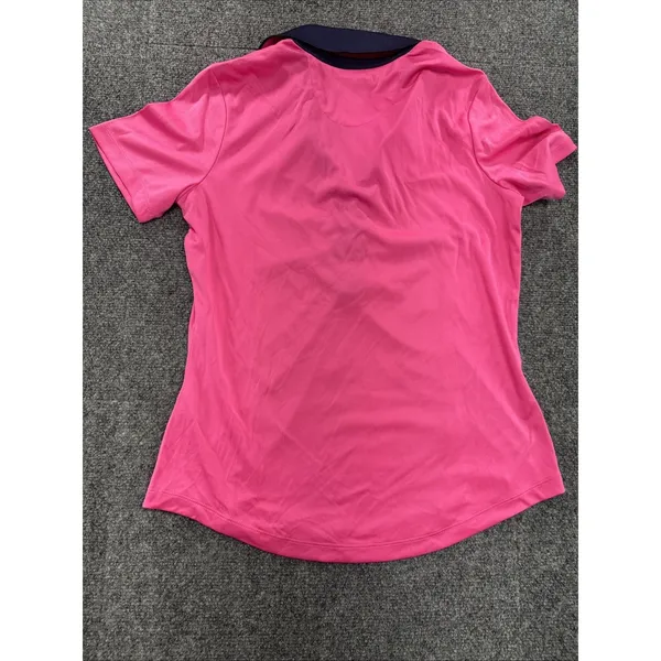 Greg Norman ML75 Play Dry Golf Polo Women Small Bright Pink Navy Ruched NWT - Image 9