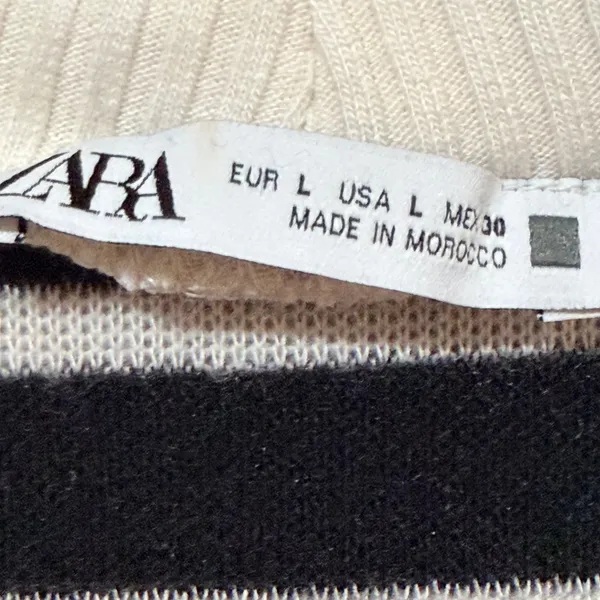 Zara Womens Black White Striped Mock Neck Knit Sweater Size Large Relaxed Fit - Image 5