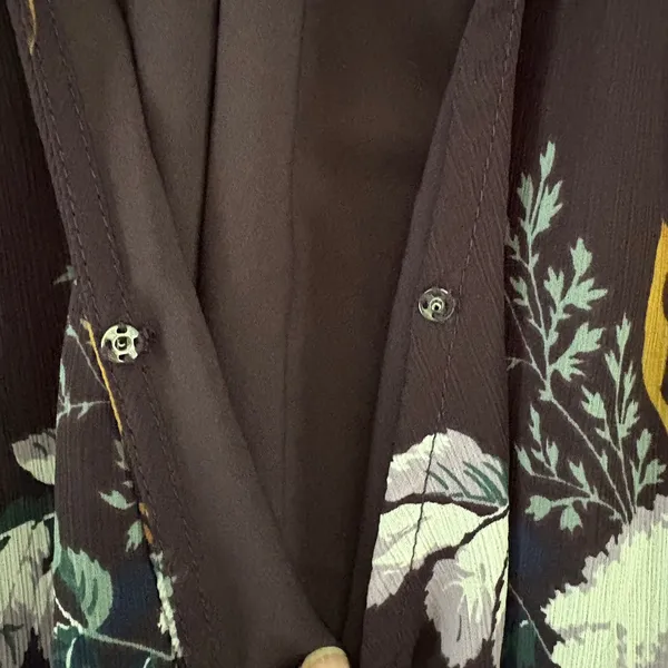 Madewell Floral Wrap Top Burgundy Side Tie‎ V-Neck Blouse 3/4 Sleeve Size M - Image 10
