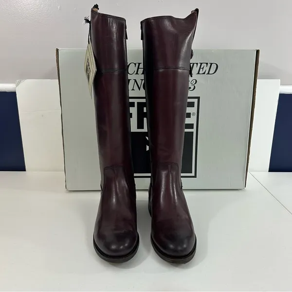 Frye Jayden Button Tall Leather Riding Boots in Bordeaux New in Box Size 8M - Image 3