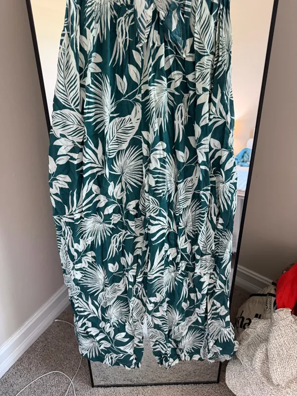 Patrons of Peace Hacienda Teal Tropical Strapless Jumpsuit - Image 3