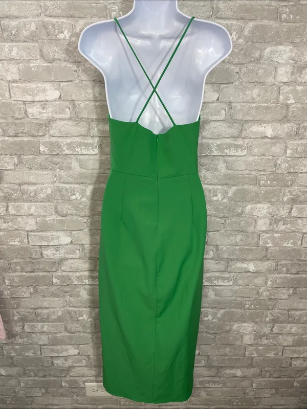 Zara Emerald Green Spaghetti Strap Midi Dress - Image 3