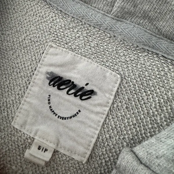 Aerie Gray Cozy Henley‎ Quarter Button Sweatshirt Hoodie - Image 6