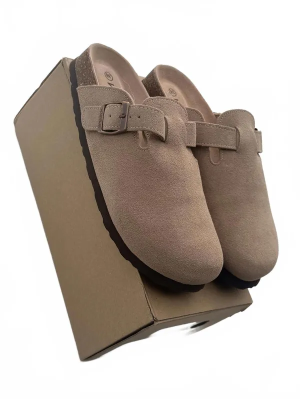 KIDMI Beige Suede Slip-On Clogs with Adjustable Buckle - Size 38 - Image 3