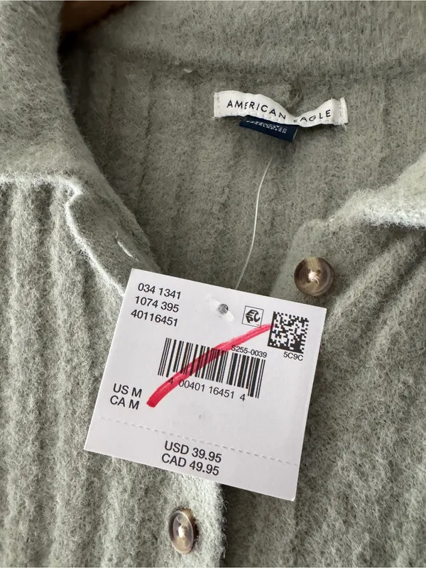 American‎ Eagle NWT Sage Green Ribbed Collar Cropped Sweater - Image 4