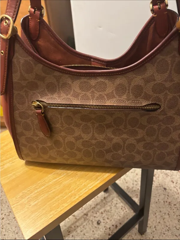 COACH Lori Shoulder Bag Tan Rust Signature Canvas Shoulder Bag C4825 - Image 6