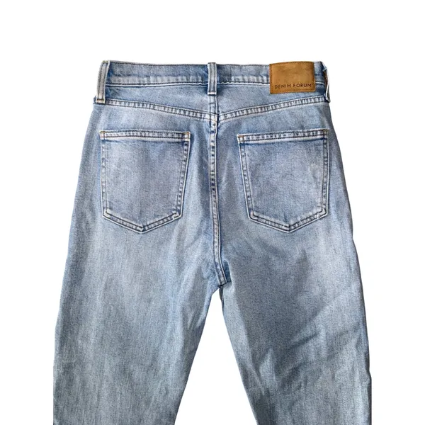 Denim Forum The Yoko High Rise Slim Jeans Womens 27 Light Wash Excellent‎ Frayed - Image 5