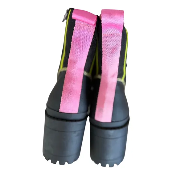 Steve Madden BetaMax Black Nylon Pink & Green Lace Up Platform Combat Boot - Image 7