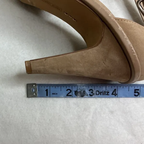 Vince Camuto Women Tan Suede Peep Toe Ankle Strap Heels Size 10M - Image 9