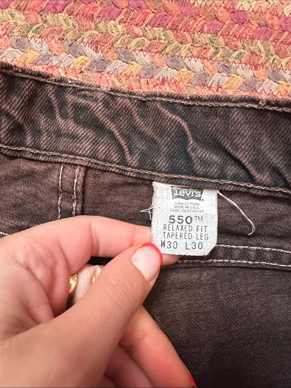 Vtg 550 Levis Dark Brown Denim Jeans - Image 3