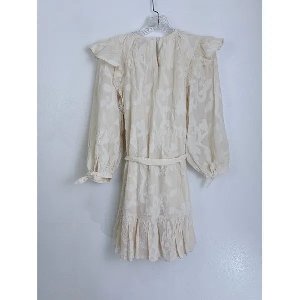 NWT Cleobella Alana Mini Dress Cream Embroidered Organic Cotton Ruffle S - Image 5