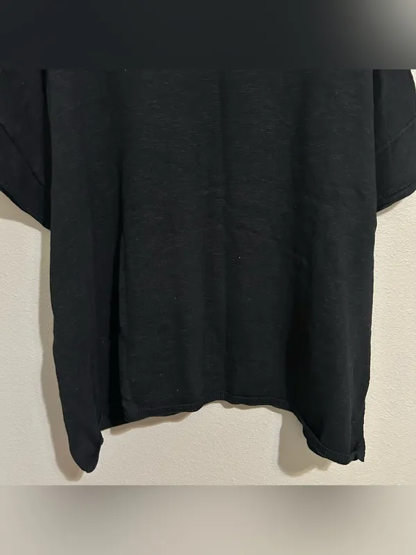 Free People Black Oversized Cotton Linen Blend Coastal Knit Top Women’s Medium - Image 8