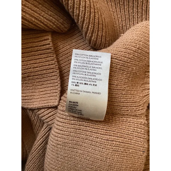 Free People Ottoman Slouchy Tunic Sweater Camel Brown Ribbed Knit Mock Neck S - Image 7