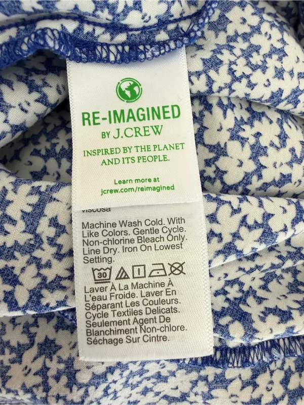 J. Crew Floral Tiered Midi Dress in Blue and White Size Medium - Image 9