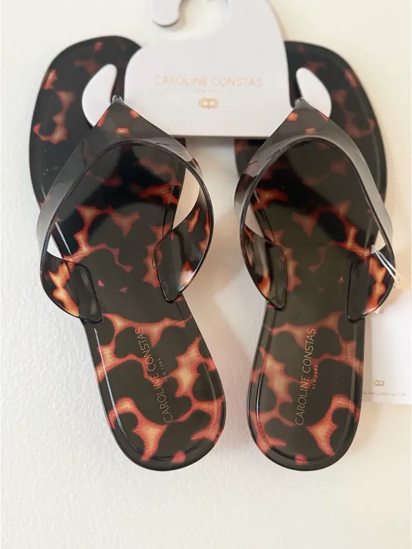Caroline Constas New York Tortoise Jelly Thong Sandals Black/Brown S 10 Womens - Image 2