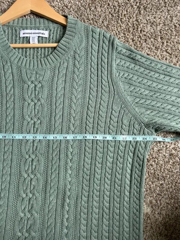 Amazon Essentials Cotton Cableknit Crewneck Sweater Ribbed Fisherman Style XXL - Image 11