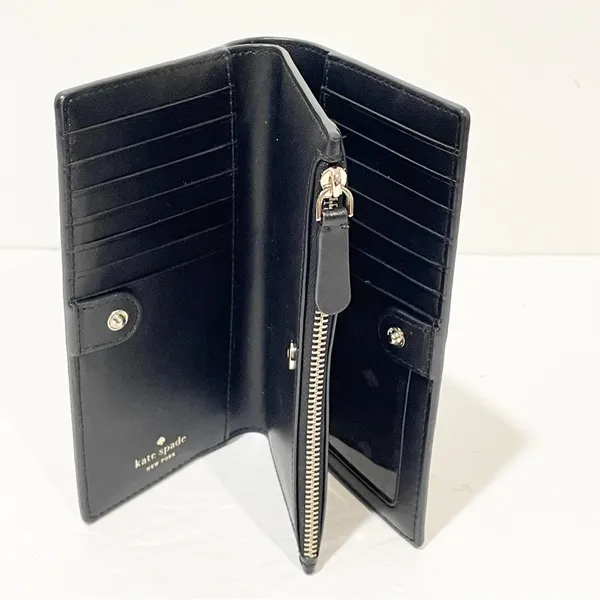 Kate Spade New York Black Pebbled Leather Credit Card ID Window Bifold Wallet - Image 2