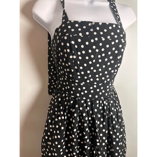 Rachel Zoe Womens Black White Polka Dot Tie‎ Strap Tiered Maxi Dress Small - Image 3
