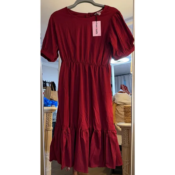 NEW Fit & Flair Lightweight Tiered Midi Dress M - Image 4