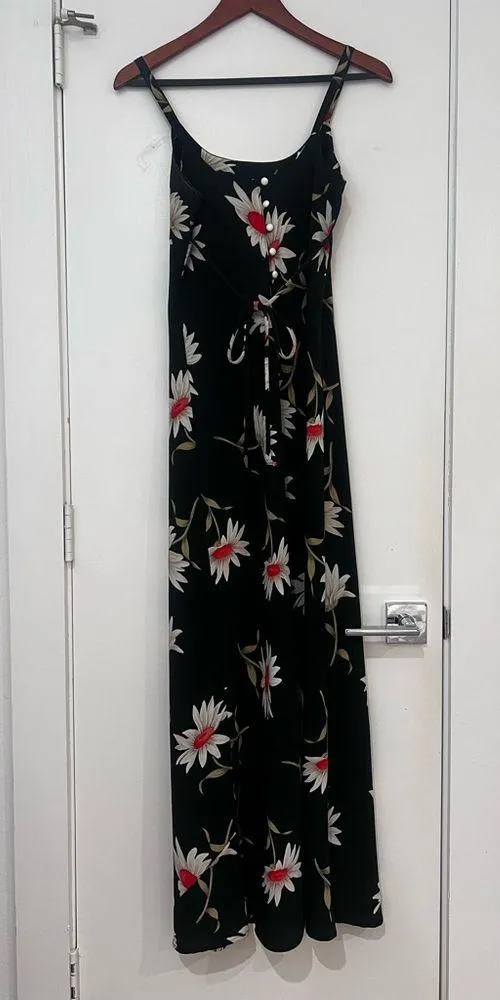 Sans Souci Midi Floral Print Black Dress - Image 2