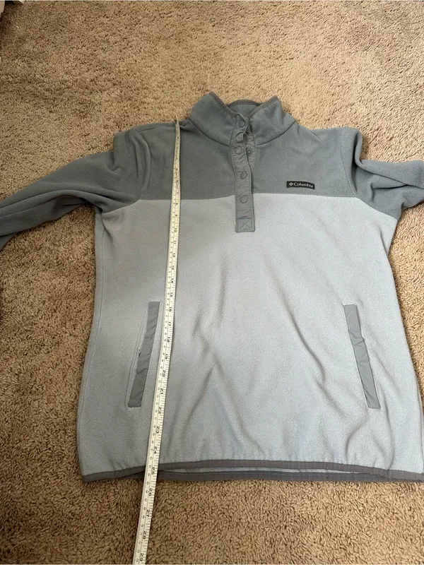 Columbia 1/4 Snap Two Tone Gray Fleece Pullover Size L - Image 6