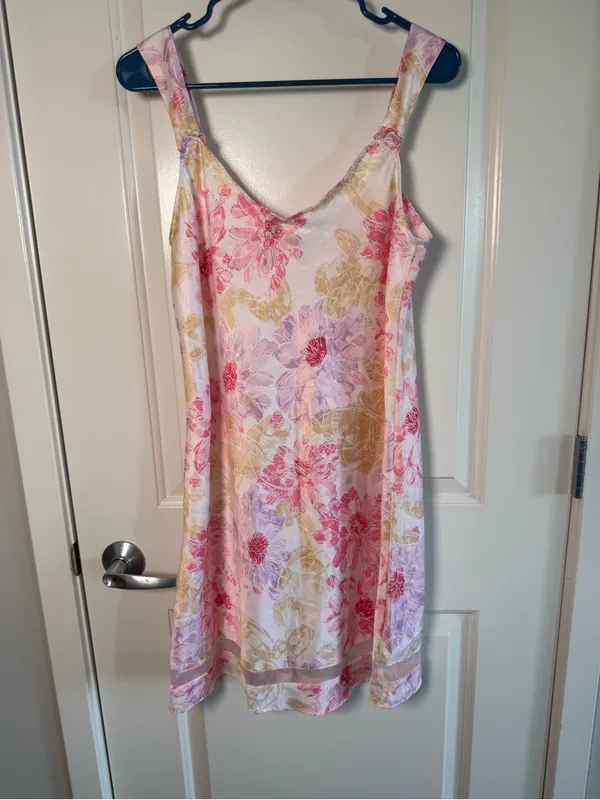Vintage 2008 Victoria’s Secret PINK Floral Satin Slip Dress Large Y2K - Image 2