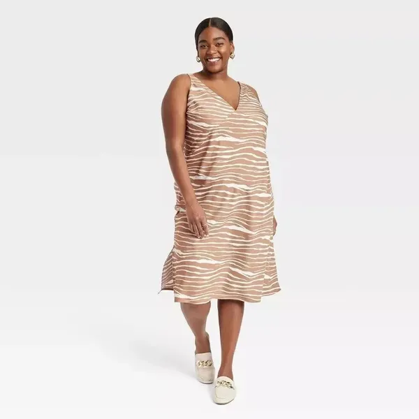 ✨A New Day Women's Slip Sz Small Dress Brown Zebra Striped✨ - Image 3