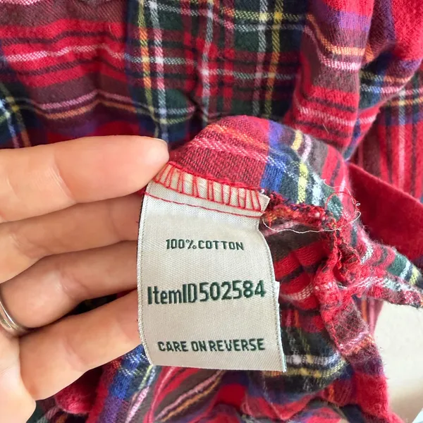 L.L. BEAN Vintage Red Plaid Flannel Cotton Pajama Long Sleeve Shirt Womens Small - Image 7