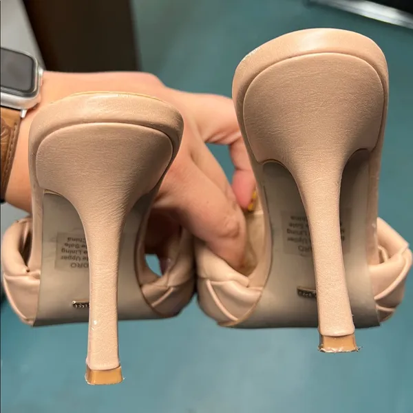 Billini | 8 Woman’s Tan‎ Heels with Woven Design Square Toe - Image 7