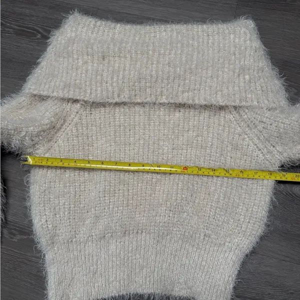 Cozy Fluffy Off-Shoulder Oversized Cream Sweater - Image 4