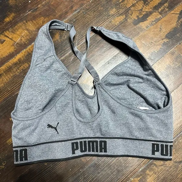 Puma heathered gray strappy XL Athleisure sports bra - Image 2