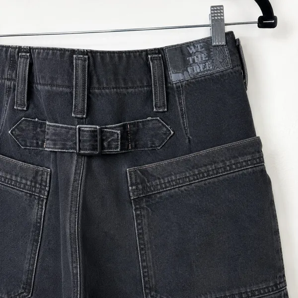 Free People We The Free Black Wash Major Leagues Cuffed Carpenter Utility Jeans - Image 13