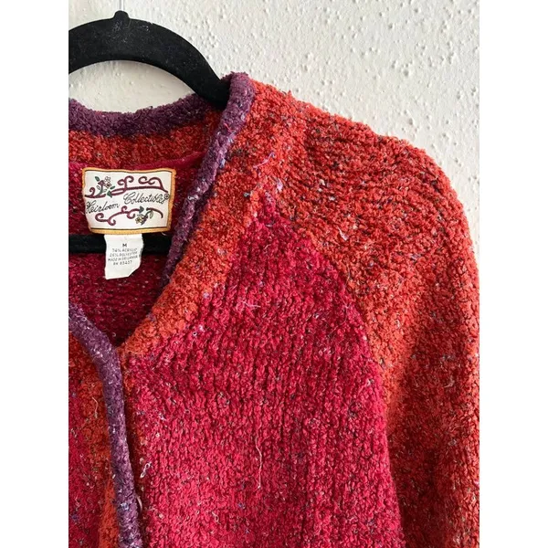 Vintage Heirloom Collectibles Colorblock Cardigan Sweater M Autumn Fall Chunky - Image 3