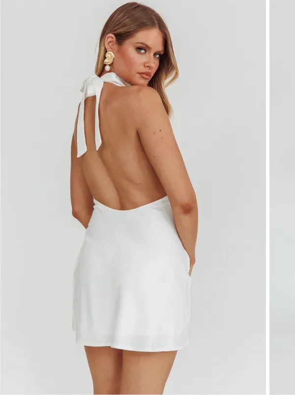 White Selfie Leslie halter dress  - Image 2