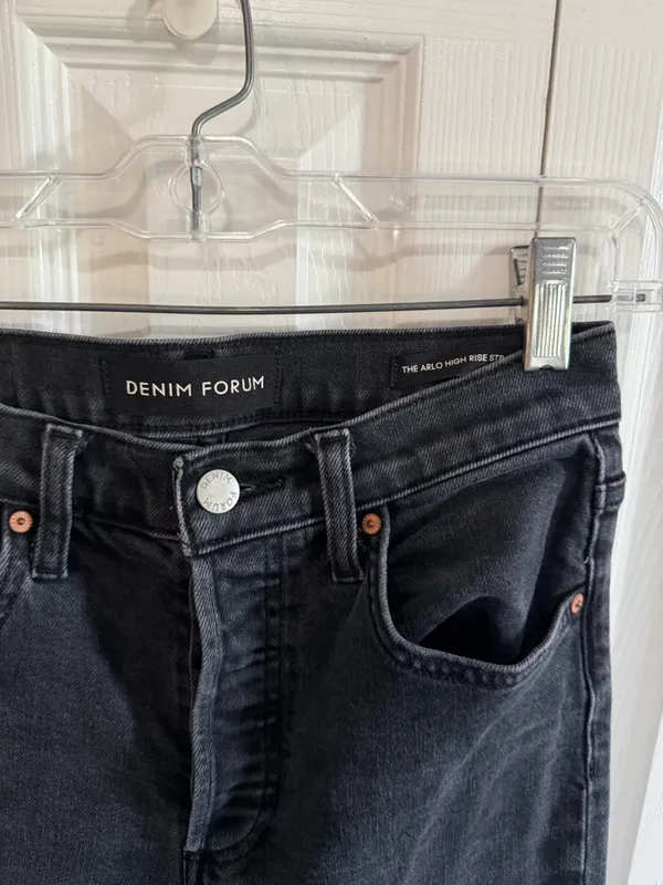 Aritzia Denim Forum The Arlo High Rise Straight 27L Black Size 25 - Image 3