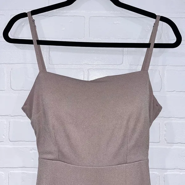 Birdy Grey Benny Dress in Crepe Taupe Bow Back Gown - Image 7