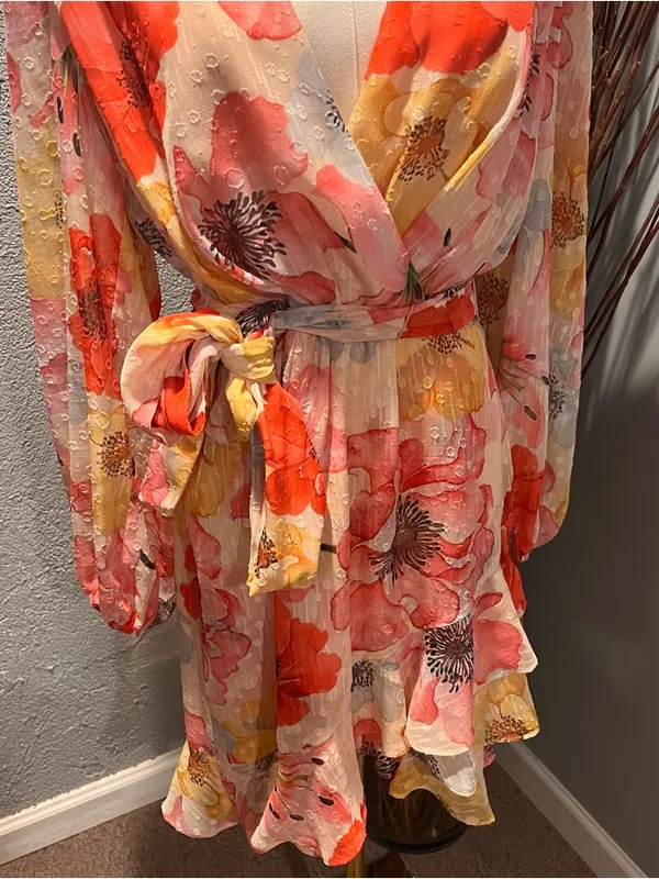 🌸Nwt Alex Marie Floral Wrap Dress Long Sleeve Size 8🌸 - Image 4