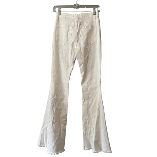 Saints & Hearts Women Size Small White Flare Jeans Boho Y2K Bell Bottom Hippie - Image 2