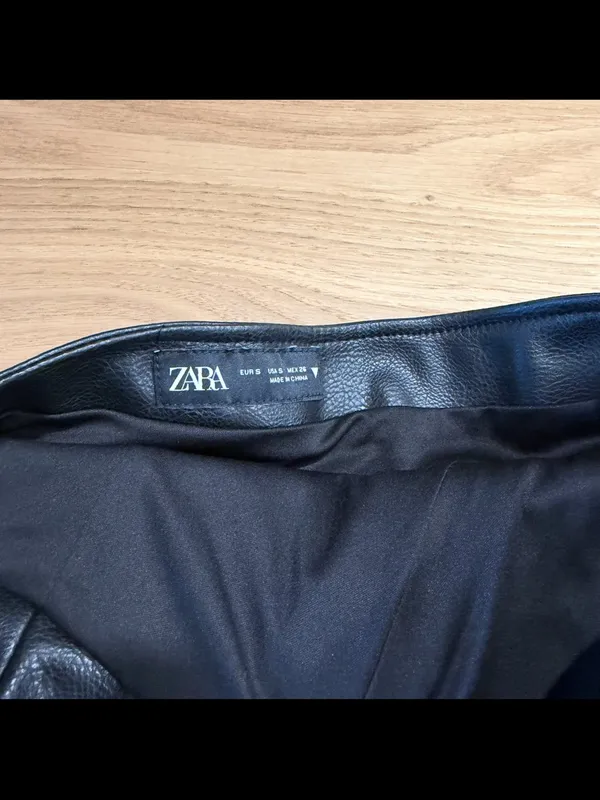 Zara Black Faux Leather Bustier Top with Belt Detail - Image 2