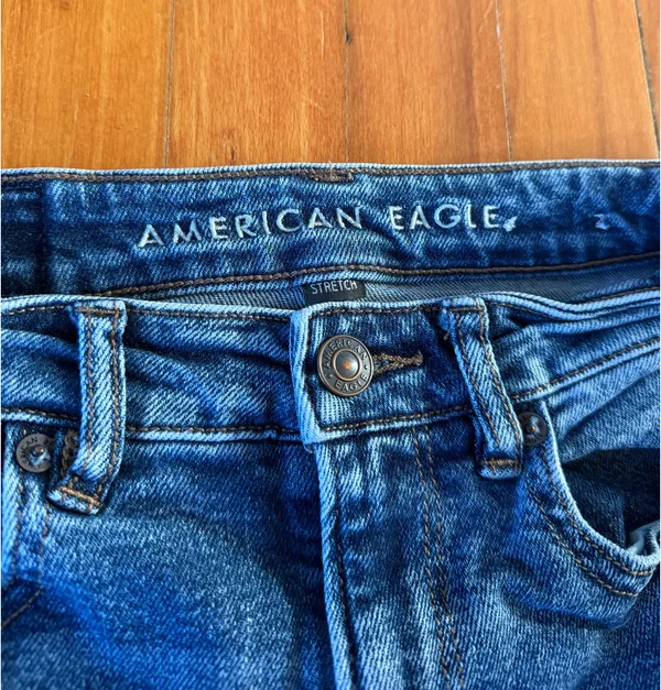 American Eagle Highest Rise Mom Jeans | Size 0R | Distressed Dark Wash Denim - Image 8