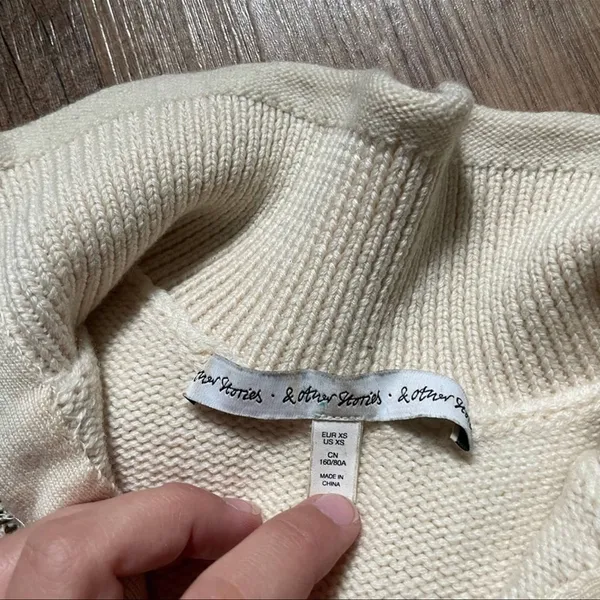 & Other Stories Cream Half Zip Sweater - Image 4