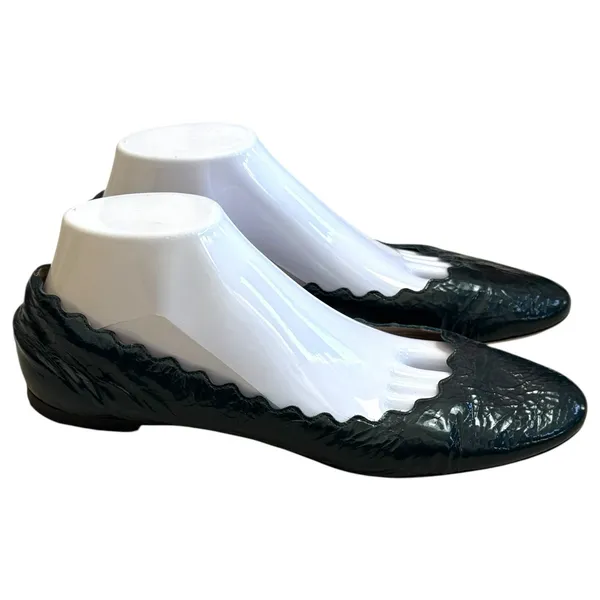 Chloé Lauren Scalloped Ballet Flats Deep Teal Patent Leather‎ EU 40 US 9.5 - Image 6