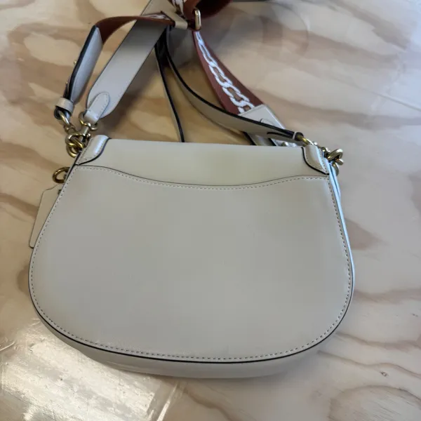 Coach Beat Saddle Bag Crossbody Ivory Leather 2 Straps Original & Guitar - Image 3