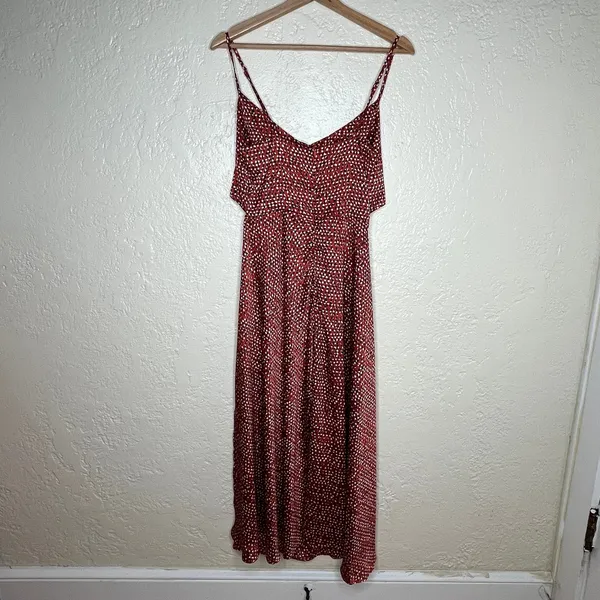 Petal‎ & Pup Women's Printed Burnt Orange Satin Cutout Midi Dress Size 4 - Image 2