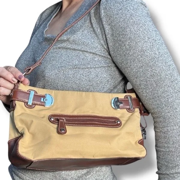 Vintage Etienne Aigner Beige Canvas Leather Shoulder Bag Classic Neutral Purse‎ - Image 13