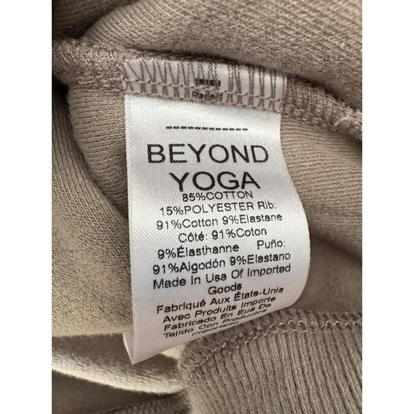 Beyond Yoga Tropez Crop Pullover Size XL Terry Cloth Birch Brown Slouchy V Neck - Image 8
