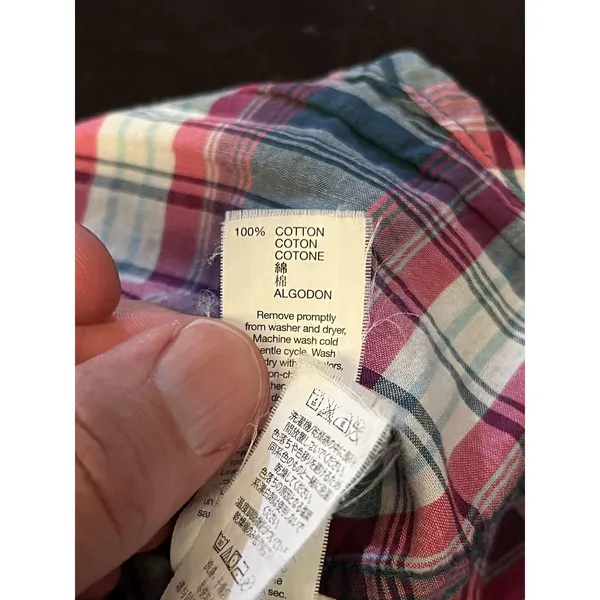 Gap Shirt Womens Small Blue Pink Boyfriend Plaid Long Sleeve Button Front Top - Image 10