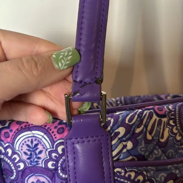 Vera Bradley Crosstown Tote Shoulder Bag Purple Lilac Tapestry Retired Pattern - Image 13