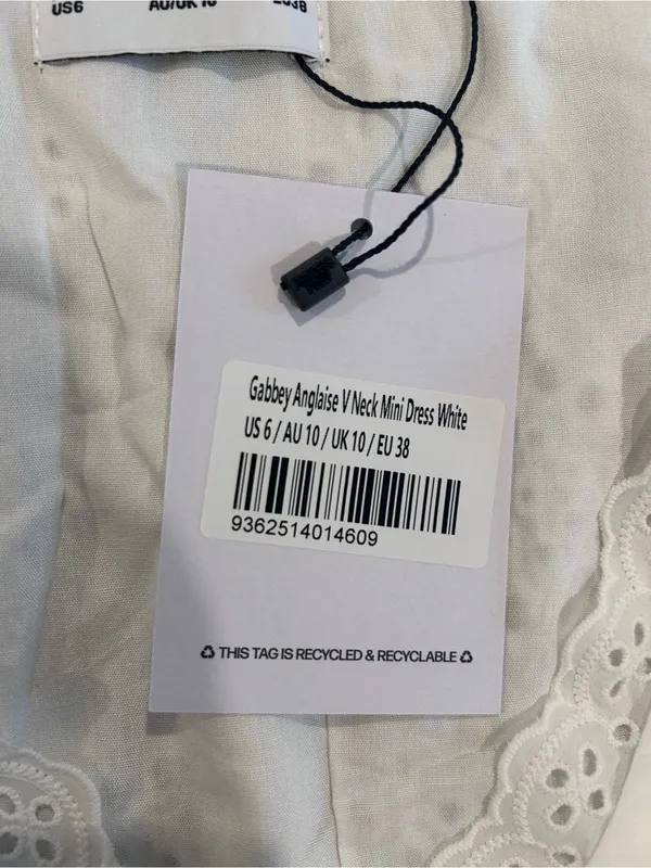 NWT Princess Polly Gabbey Anglaise V Neck Mini Dress, 6 - Image 6